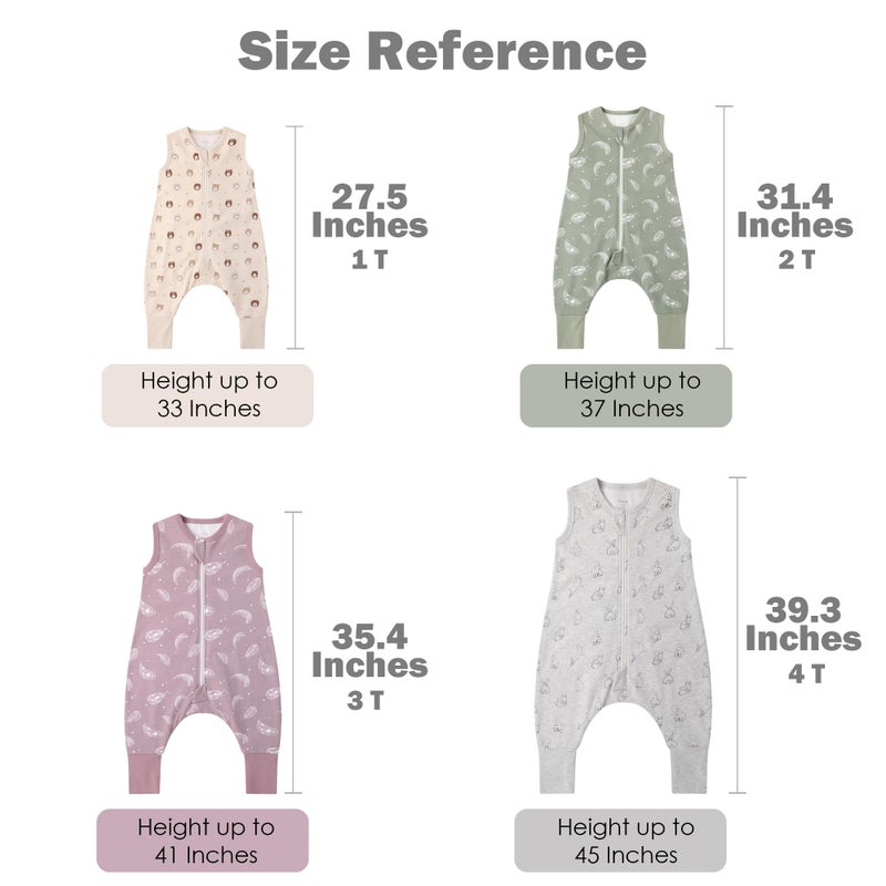 Owlivia 1.0 Tog 100% Organic Cotton Baby Sleeping Bag with Feet Toddler Sleep Sack with Legs Sleeveless Wearable Blanket(1.0 TOG Mauve Feather,2 Years-80) - Image 4